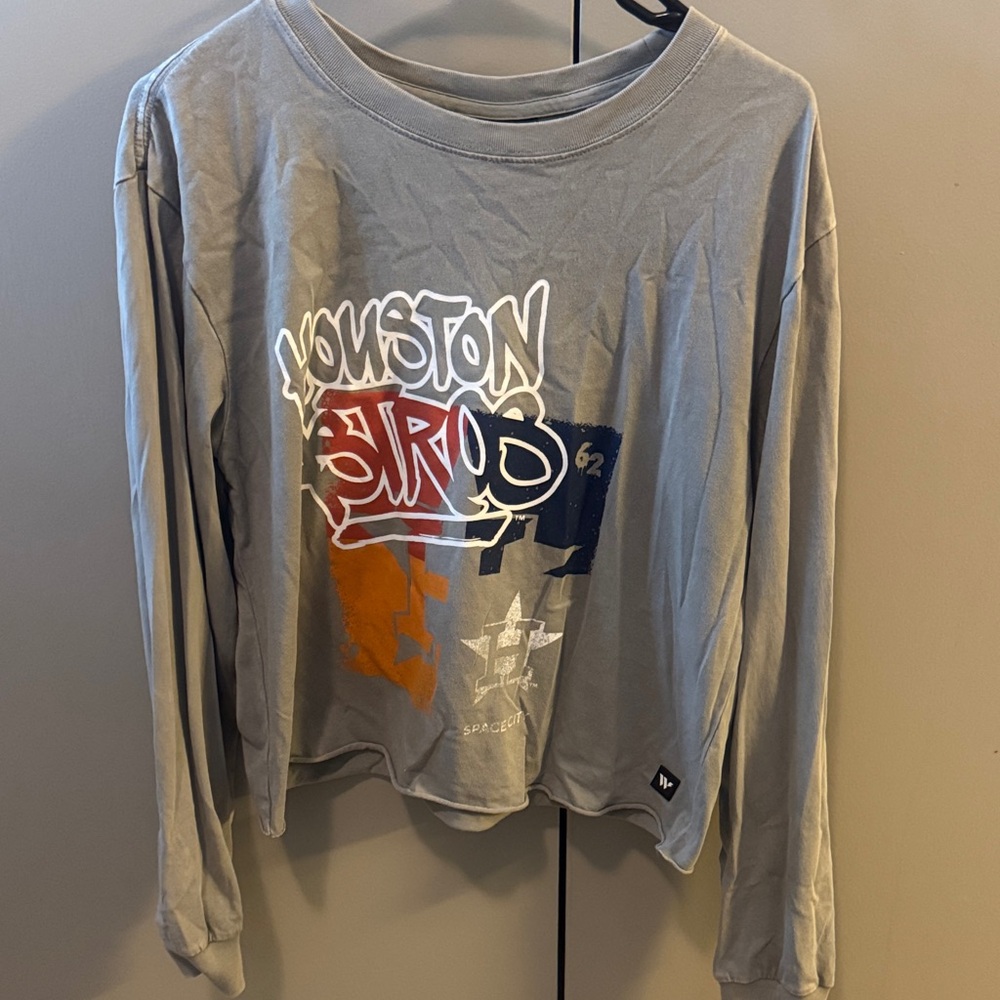 Astros Gray Cropped Long Sleeve Tee